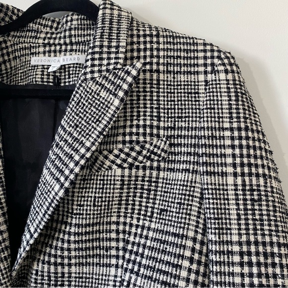 Veronica Beard Rhett Dickey Single Button Tweed Black White Blazer Jacket Sz 8 - Picture 3 of 5